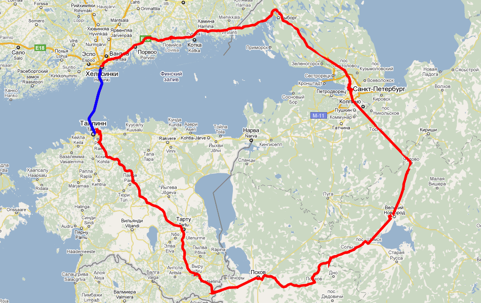 Схема поездки по Финляндии и Эстонии